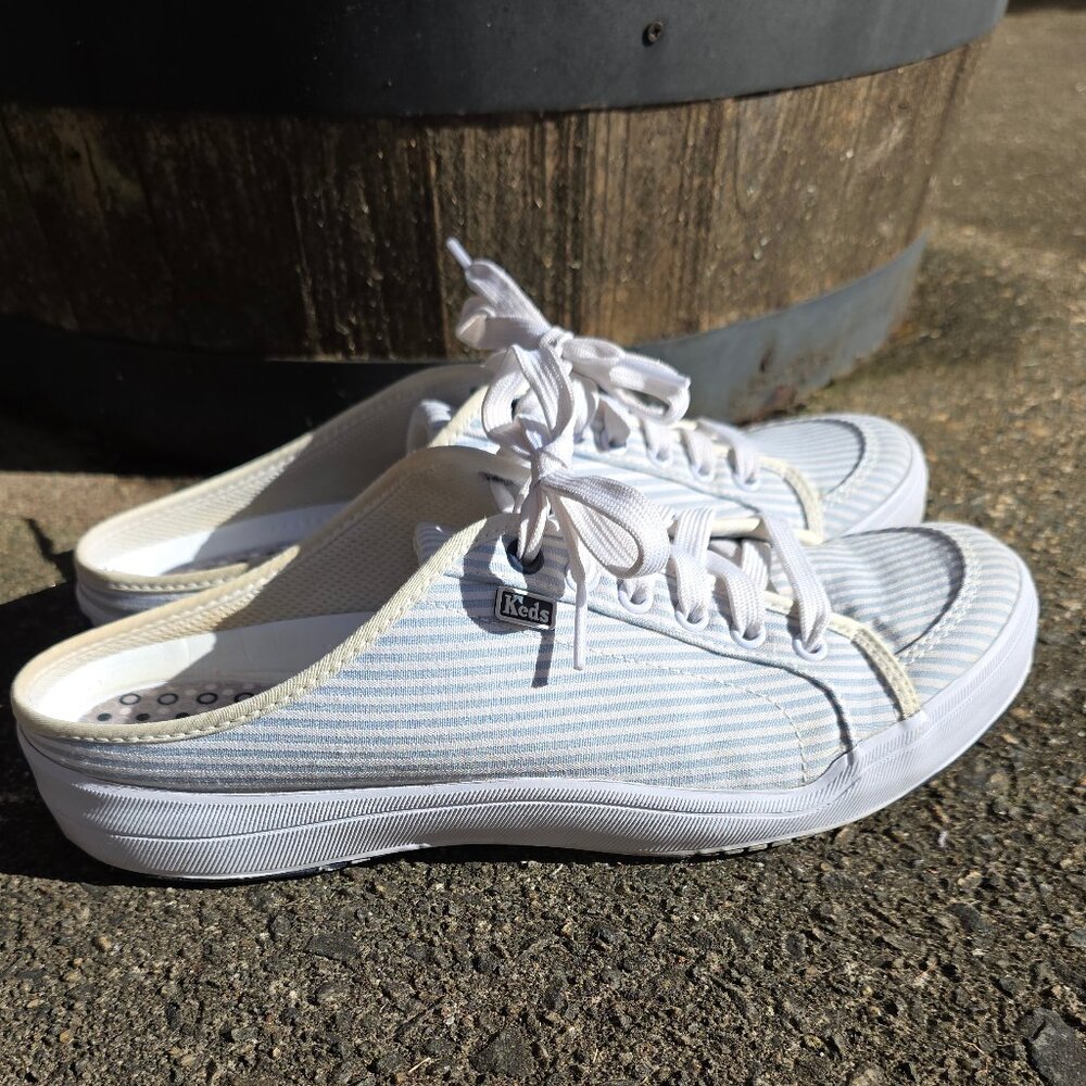 KEDS Women’s Mule Slip-on Canvas Blue and White Stripe Sneaker Round Toe Size 9 - Picture 4 of 4